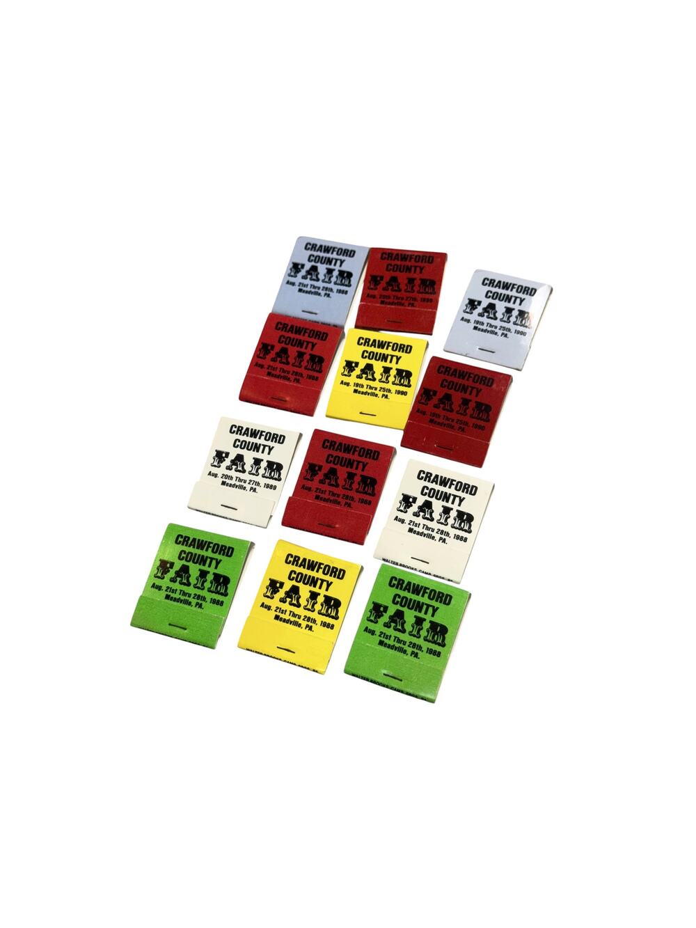 Crawford County Fair 11 Matchbooks 1988 1989 1990 Meadville PA Vintage Lot